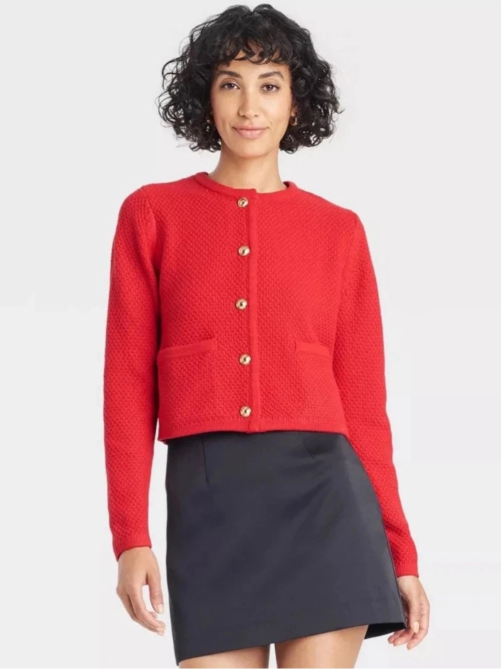 A New Day Ribbed Cuff Button Front Lady Cardigan